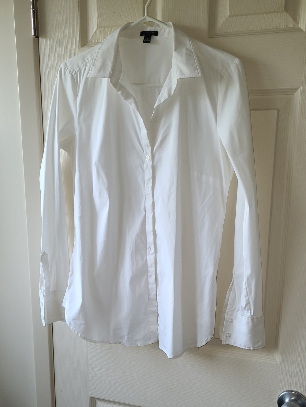 COTTON Ann Taylor White Classic Button-Down Shirt